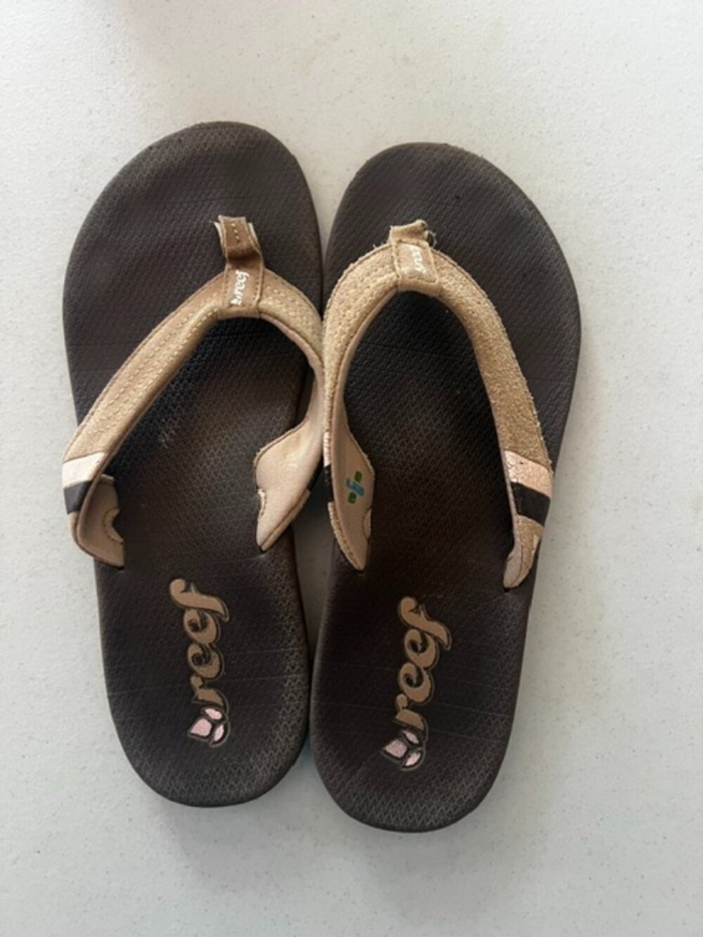 Women's Reef Flip Flop Sandals, Brown, arch support, Size 8.5, Excellent Con!
